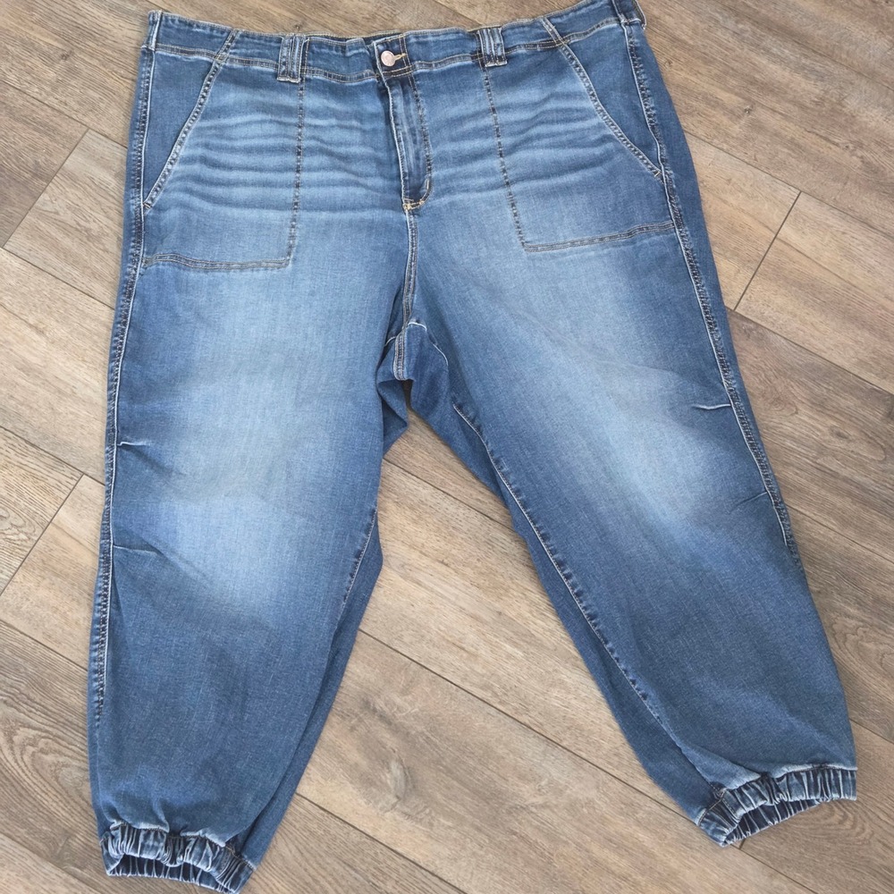 Torrid Jogger Jeans Plus Size‎ 28 Pull On Denim Elastic Hem Patch Pocket - Picture 2 of 13